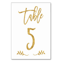 Tabelle 5 | Elegante Gold Handwriting Brushed Laur Tischnummer