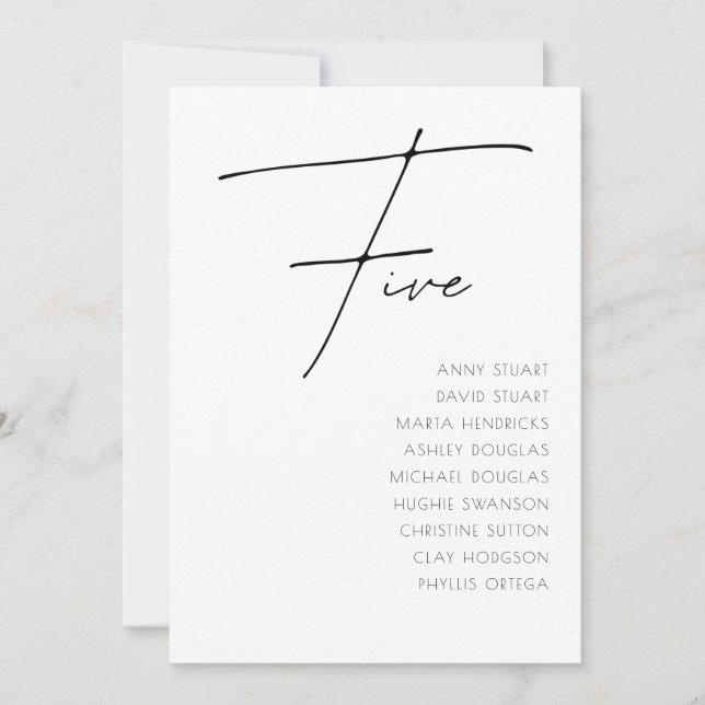 Tabelle 5 Moderne Hochzeitsvorlage für die Tischnu Einladung (Vorderseite)