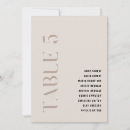 Tabelle 5 Moderne, kühne beige Hochzeitsstiftung T Einladung