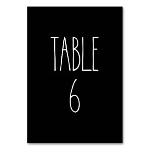 Tabelle 6 Die schwarze schwarze Tischtafelkarte vo Tischnummer