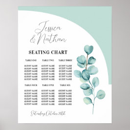 Tabelle 6 Sitzplan Eukalyptus-Hochzeitspläne Poster