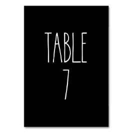 Tabelle 7 Die schwarze schwarze Tischkarte von Rae Tischnummer