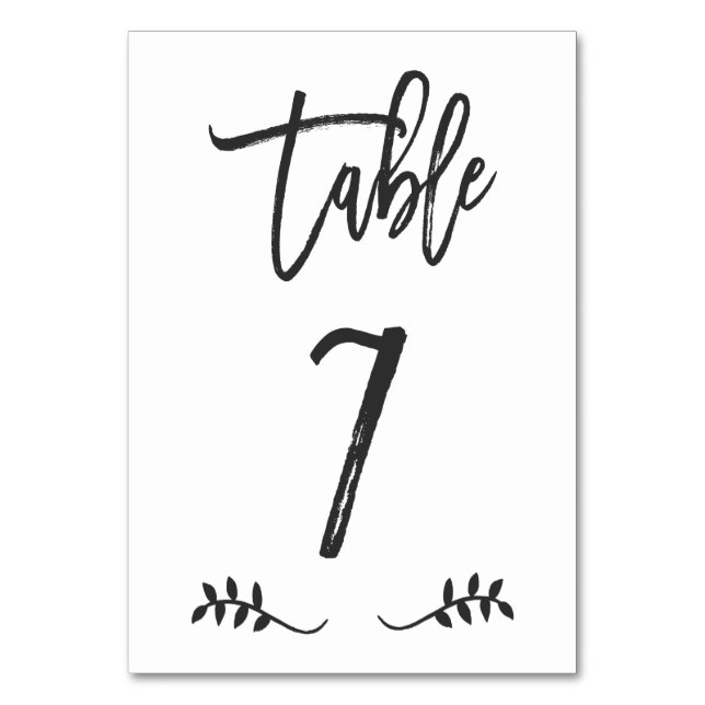 Tabelle 7 | Einfache Schwarze Handschrift Brushed  Tischnummer (Vorderseite)