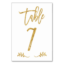 Tabelle 7 | Elegante Gold Handwriting Brushed Laur Tischnummer