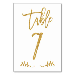 Tabelle 7 Elegante Gold Handwriting Brushed Laur Tischnummer