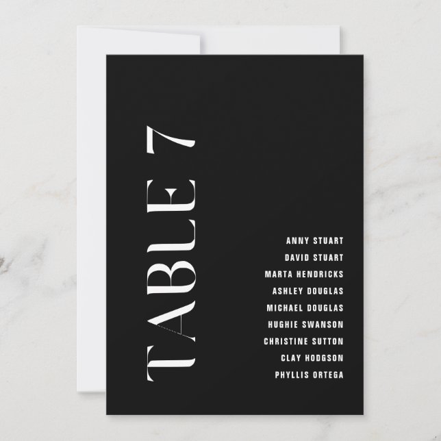 Tabelle 7 Moderne kühne Hochzeitsstiftung Einladung (Vorderseite)