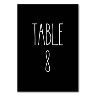 Tabelle 8 Die schwarze schwarze Tischtafelkarte vo Tischnummer
