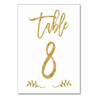 Tabelle 8 | Elegante Gold Handwriting Brushed Laur Tischnummer