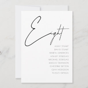 Tabelle 8 Moderne Hochzeitsvorlage für die Tischnu Einladung