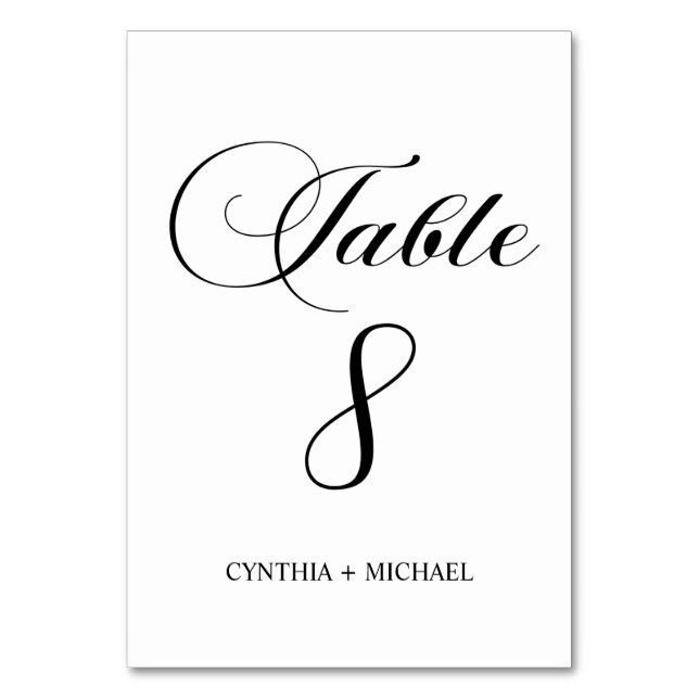 Tabelle 8 Moderne Script-Hochzeitsskripte-Tischnum Tischnummer (Vorderseite)