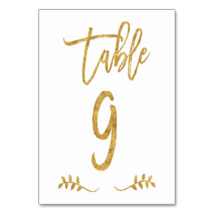 Tabelle 9 Elegante Gold Handwriting Brushed Laur Tischnummer