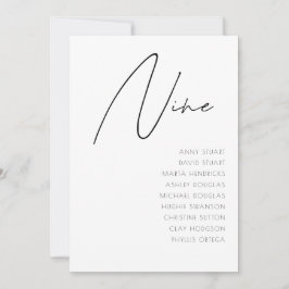 Tabelle 9 Moderne Hochzeitsvorlage für die Tischnu Einladung