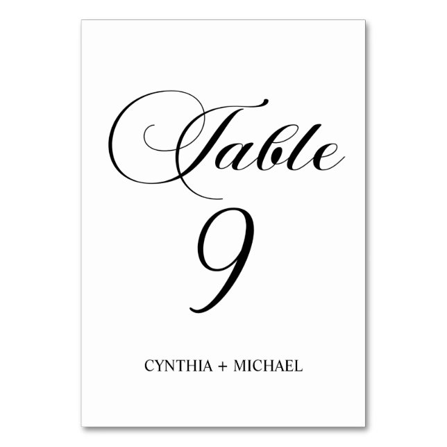 Tabelle 9 Moderne Script-Hochzeitsskripte-Tischnum Tischnummer (Vorderseite)