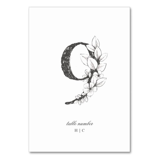 Tabelle 9 Schöne blumengezeichnete Kranken-Hochzei Tischnummer (Vorderseite)