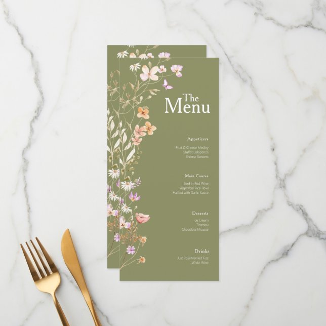 Tabelle Decke für Live-Blume im Menü Hochzeiten Menükarte (Vorderseite/Rückseite Beispiel)