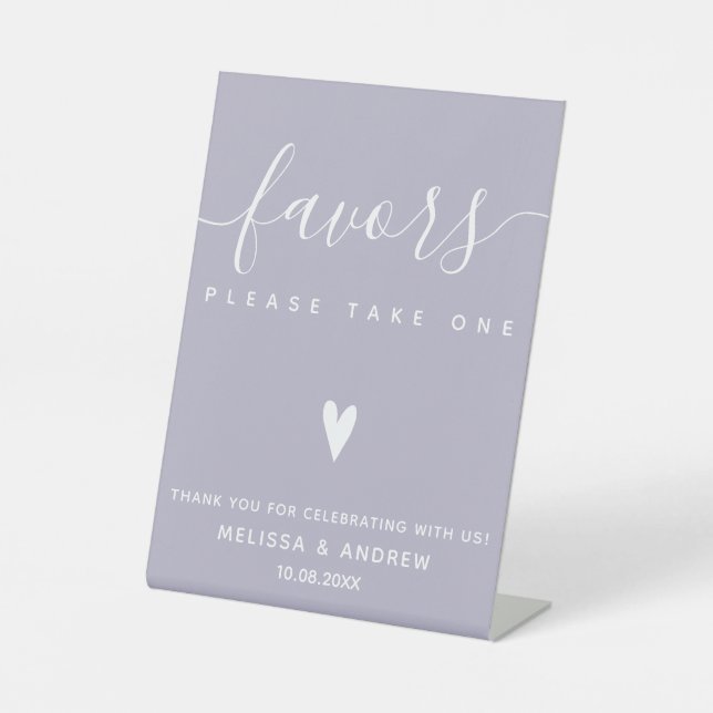 Tabelle der eleganten Kalligrafie-Lavender-Gastges Sockelschild (Vorderseite)