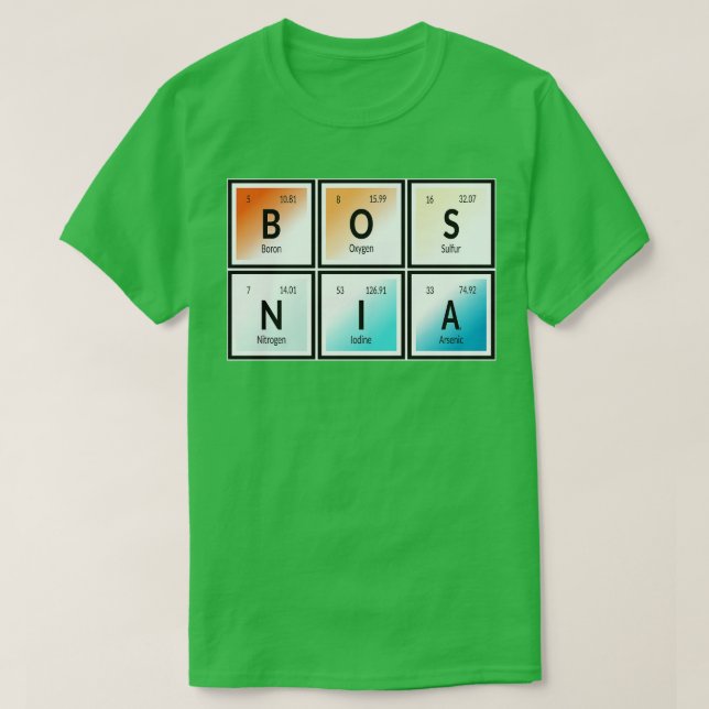 Tabelle der Elemente in Bosnien T-Shirt (Design vorne)