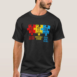Tabelle der Elemente zur Sensibilisierung für Auti T-Shirt