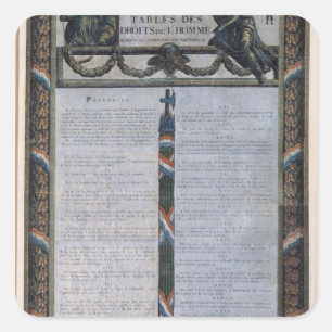 Tabelle der Erklärung der Rechte des Mannes Quadratischer Aufkleber