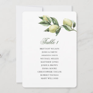 Tabelle der Olivensitze. Italienischer Hochzeitspl Einladung