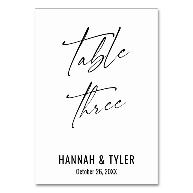 Tabelle Drei der zeitgenössischen eleganten Typogr Tischnummer (Vorderseite)