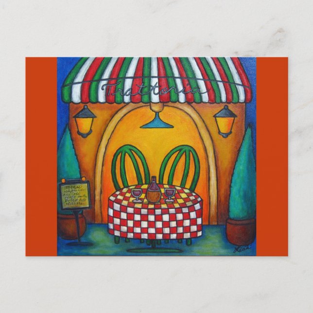 Tabelle für zwei auf der Trattoria-Postkarte Postkarte (Vorderseite)