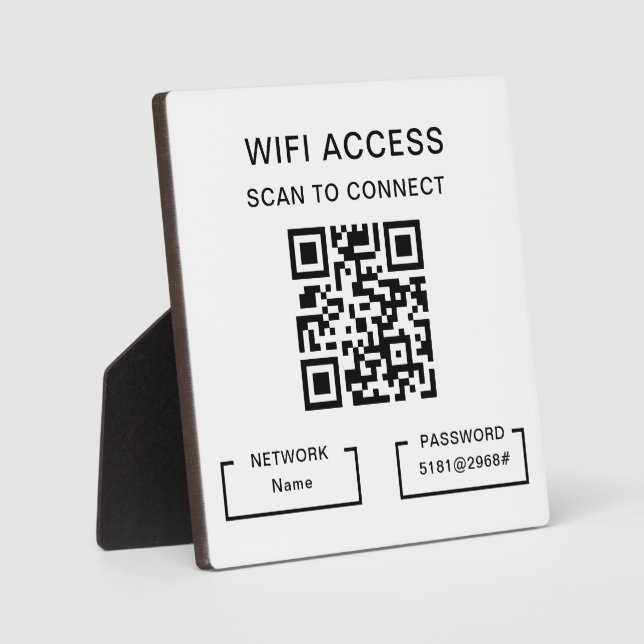 Tabelle mit dem Personalisierten QR-Code für WiFi- Fotoplatte (Vorderseite)