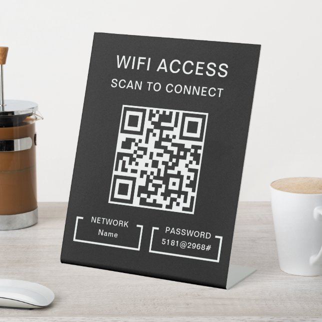 Tabelle mit dem Personalisierten QR-Code für WiFi- Sockelschild (In SItu)