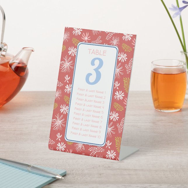 Tabelle mit den Sitzplätzen in Rot und Weiß # # Sockelschild (In SItu)