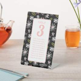 Tabelle mit den Sitzplätzen in Schwarz/Weiß # Sockelschild