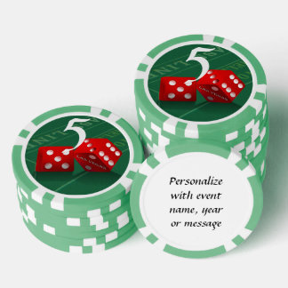 Tabelle mit Las Vegas Dice Craps Pokerchips