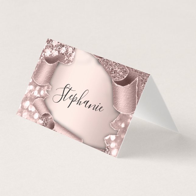 Tabelle Name Tag Rose Glam Glitzer 3D Hochzeitstab (Vorderseite)