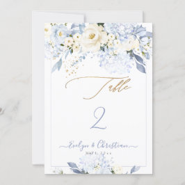 Tabelle Nr. der H2 Blue Hydrangea Cream Rose Einladung