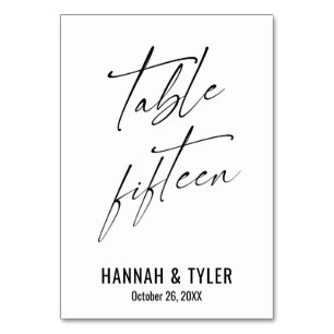 Tabelle Zeitgenössische elegante Typografie Fünfze Tischnummer