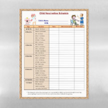 Tabelle zur Impfung von Kindern