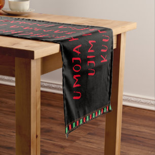 Tabellen-Läufer des Kwanzaa-Prinzip-Schwarz-Rot- Kurzer Tischläufer