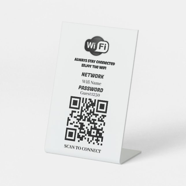 Tabellenzeichen für benutzerdefinierten WiFi QR-Co Sockelschild (Vorderseite)