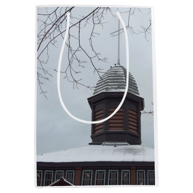 Tabernacle Cross in Snow - Martha's Vineyard Mittlere Geschenktüte (Vorderseite)