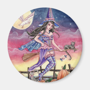 Tabitha - Hexe-, Katzen-und Eulen-Magnet Magnet