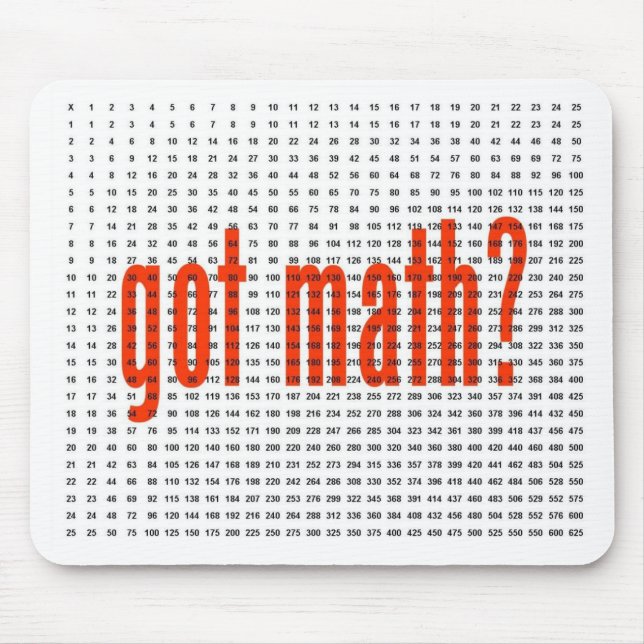 Tabla de Multiplicar 25 X.25 SCHLICHTES FIRME Mousepad (Vorne)