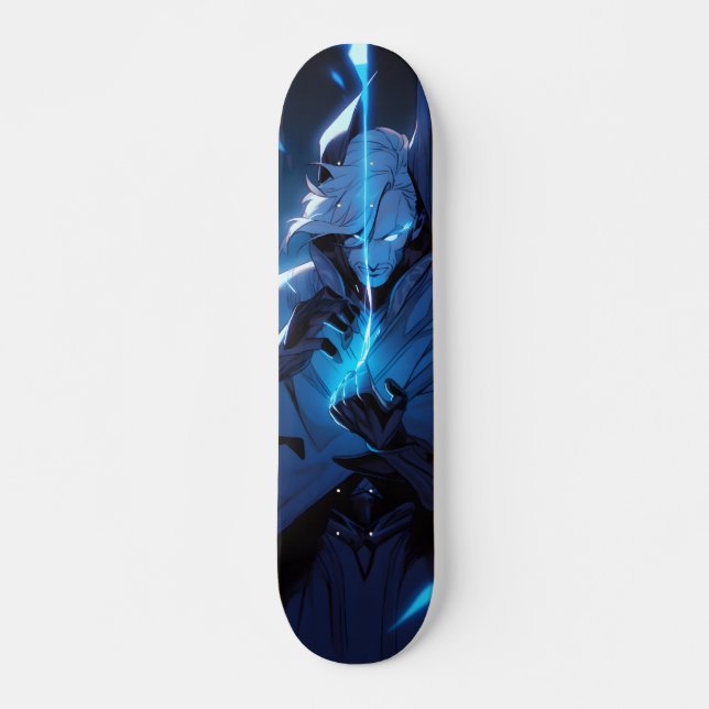 Tabla de Skate Anime Azul con Poderes Mágicos  Skateboard (Vorne)