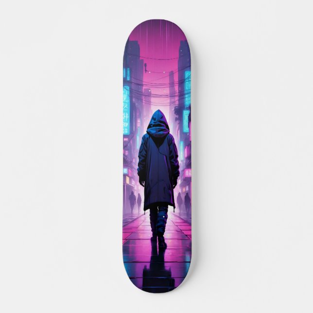 Tabla de Skate Figura de Espalda Encapuchada Skateboard (Vorne)