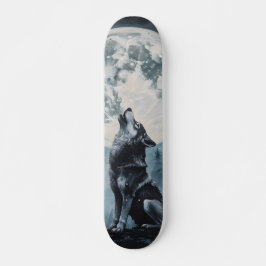 Tabla de Skate Lobo Aullando a la Luz de la Luna Skateboard