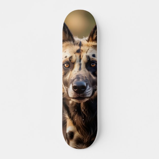 Tabla de Skate Perro Salvaje Africano Atento Skateboard (Vorne)