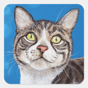 Tablby Cat Painting Square Sticker