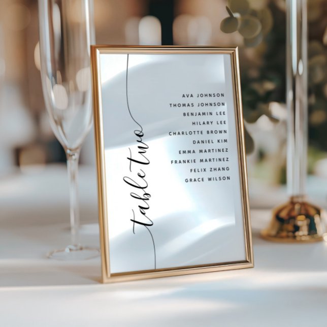 Table 2 Vertical Script Wedding Seating Chart Card Einladung (Von Creator hochgeladen)