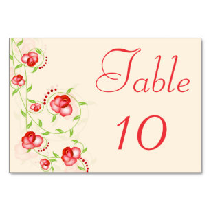 Table Card - Red Ombre Rose Tischnummer
