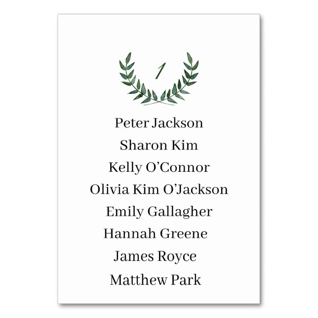 Table Card Tischnummer (Vorderseite)