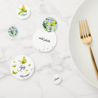 Table Confetti White Lily Yellow Butterfly Konfetti