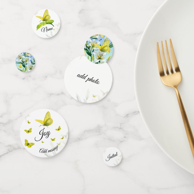 Table Confetti White Lily Yellow Butterfly Konfetti (Gruppe)